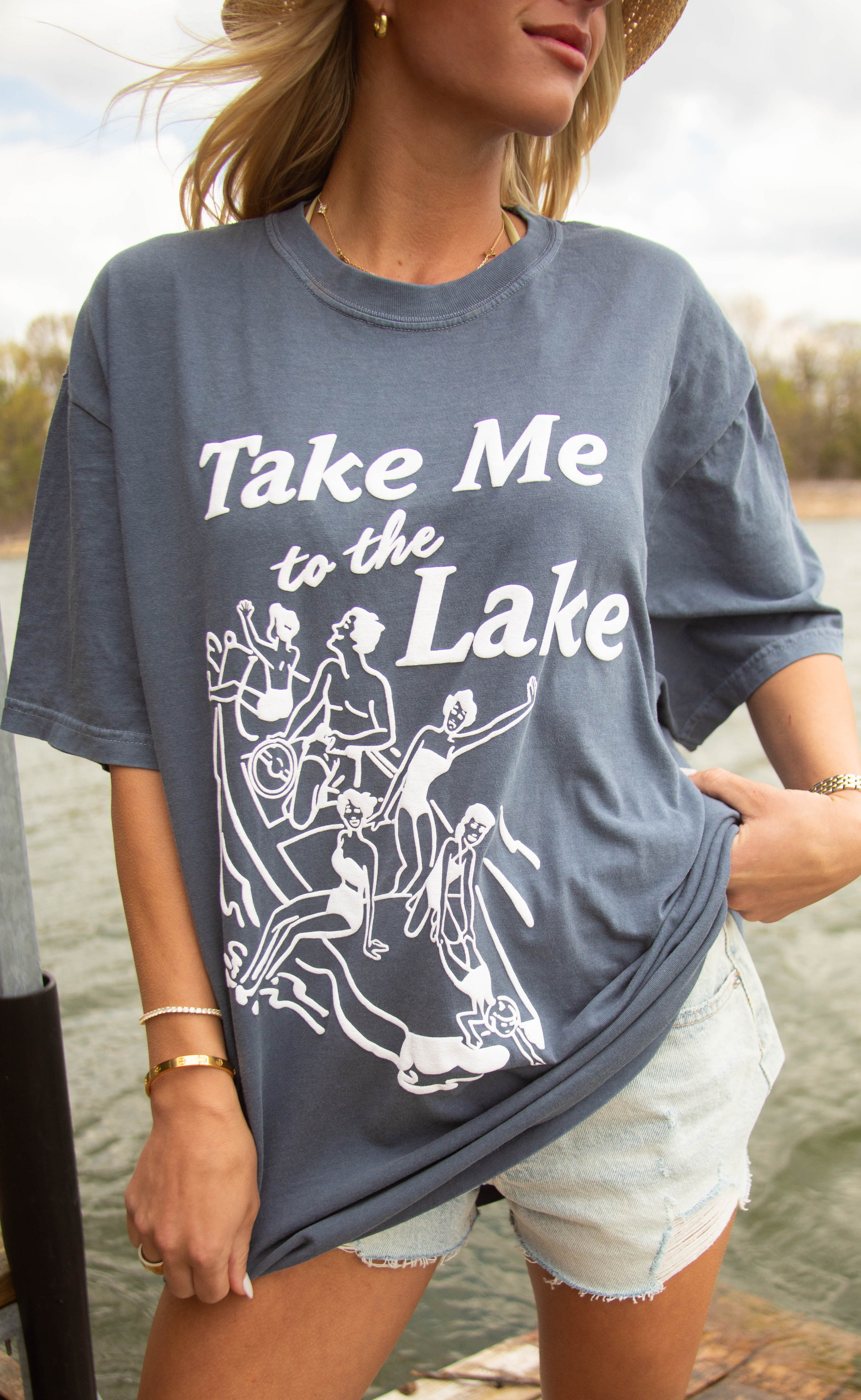 charlie southern x jo johnson overby: take me to the lake tee - blue - Image 4