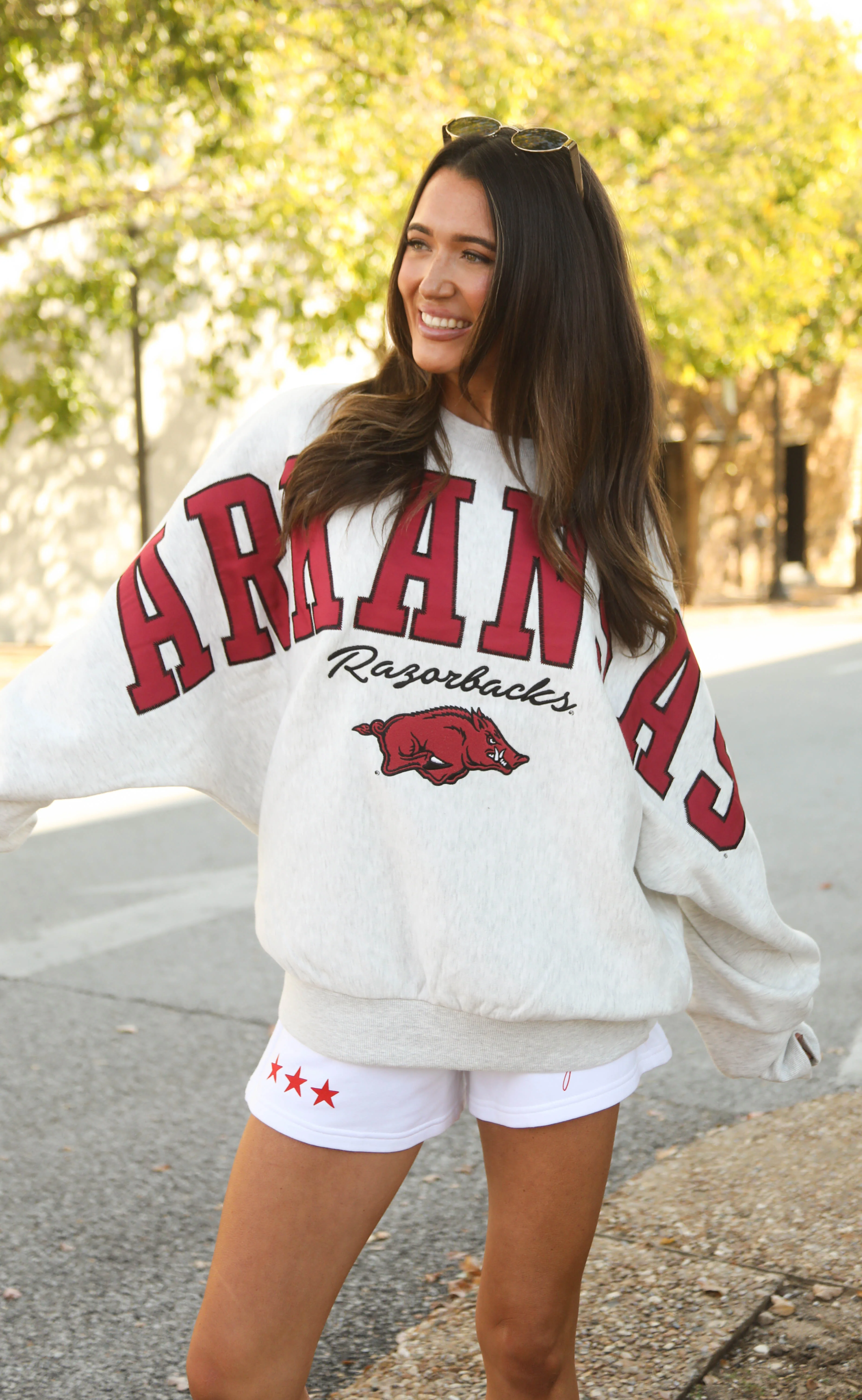 fan favorite arkansas razorbacks oversized sweatshirt - ash - Image 3