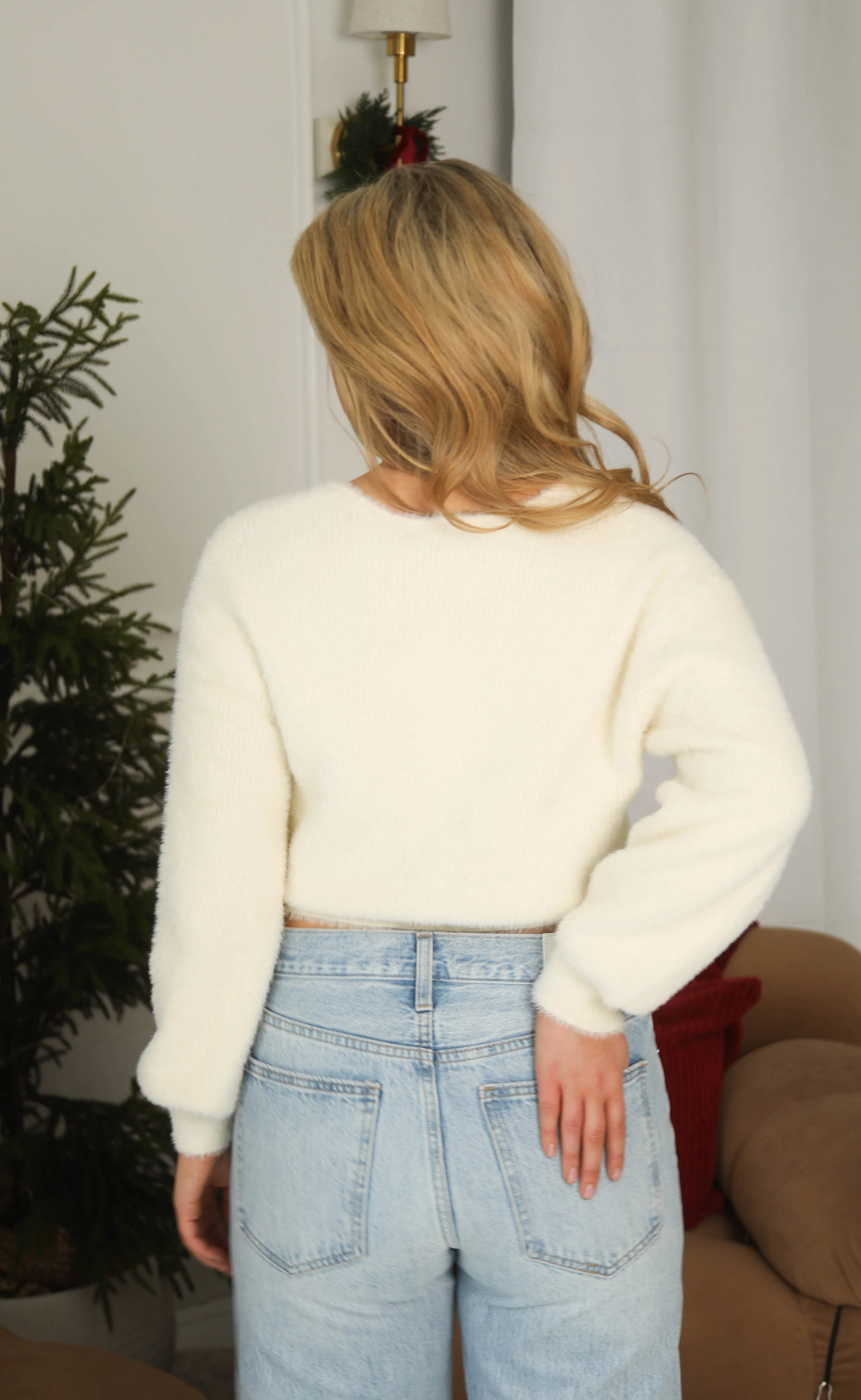 z supply: sadira fluffy cardigan - warm white - Image 3